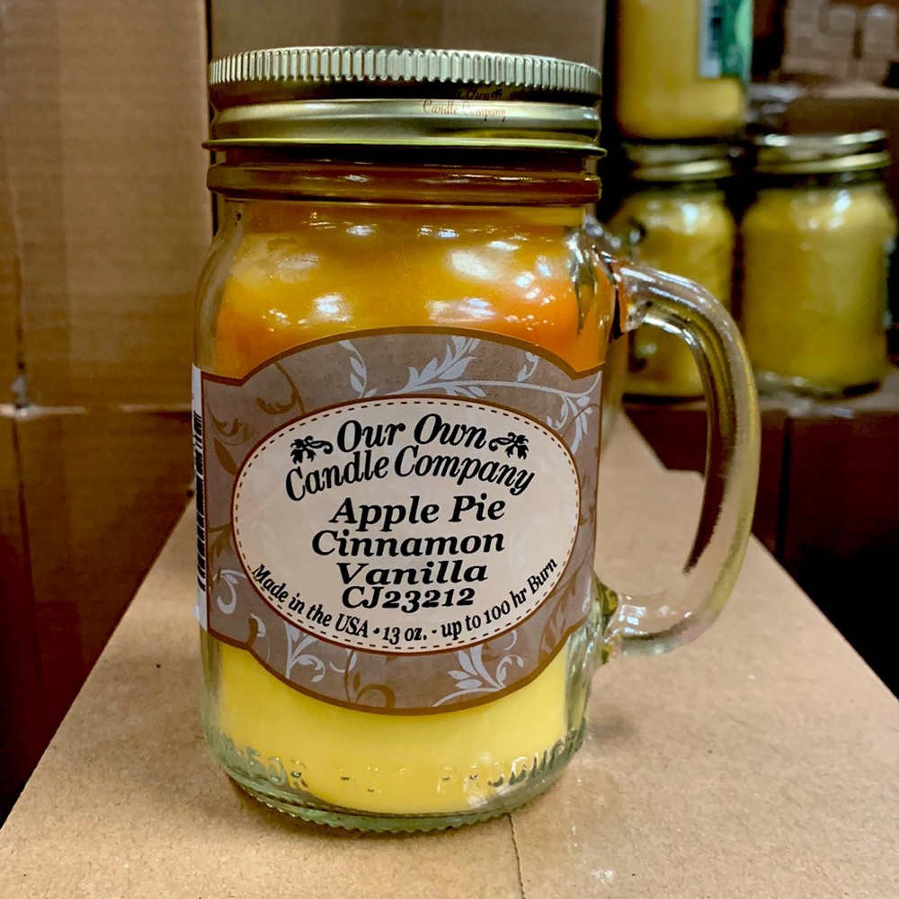 Our Own Candle Company Apple Pie Cinnamon Vanilla 13 oz Candle, 100 hour burn